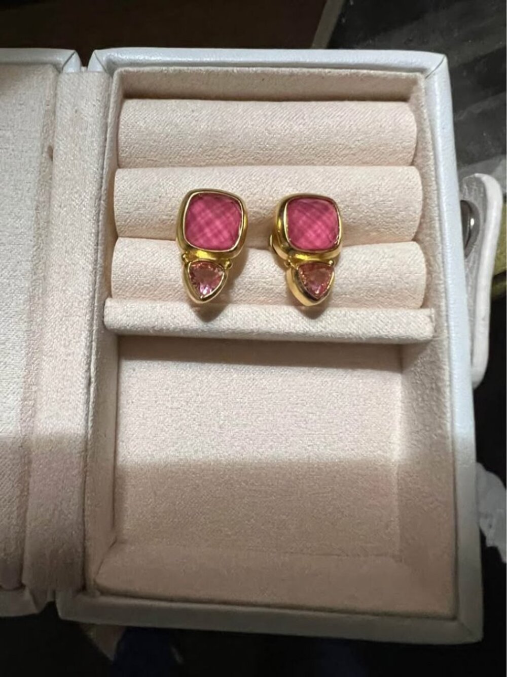 Julie Vos Aquitaine Duo Stud Earrings in Peony Pink - Picture 2 of 3